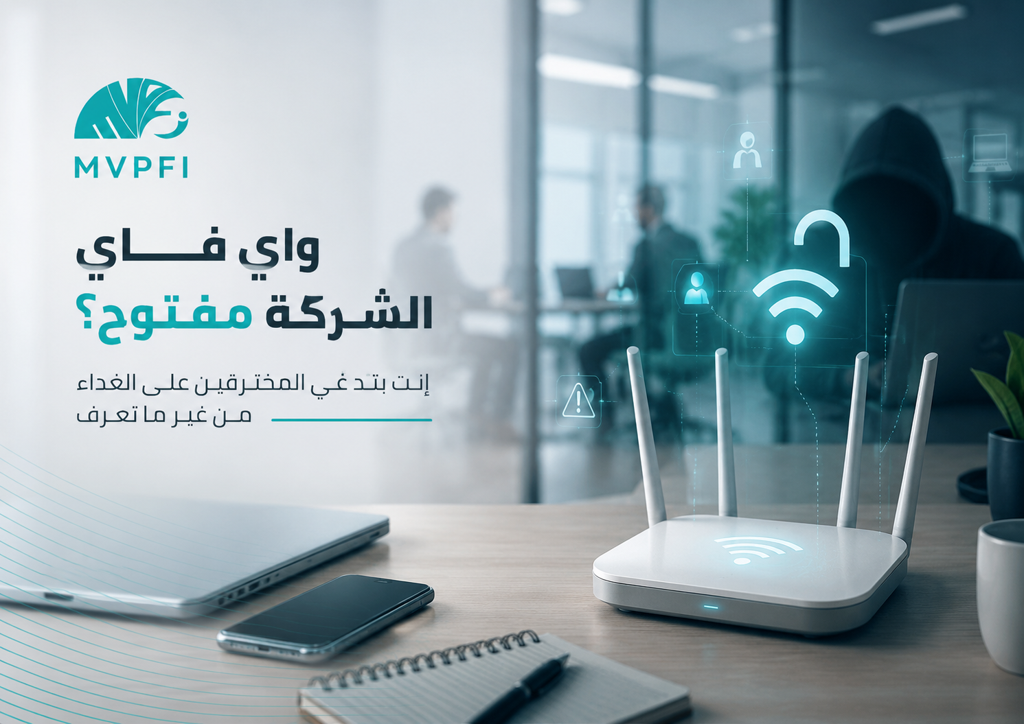 واي فاي الشركة مفتوح؟ — إنت بتدّعي المخترقين على الغداء من غير ما تعرف